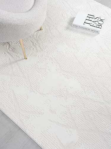 6x9 Cream Modern Geometric Area Rug for Living Room, Bedroom - color: 1003 - Cream, size: 6' x 9' (Rectangular)