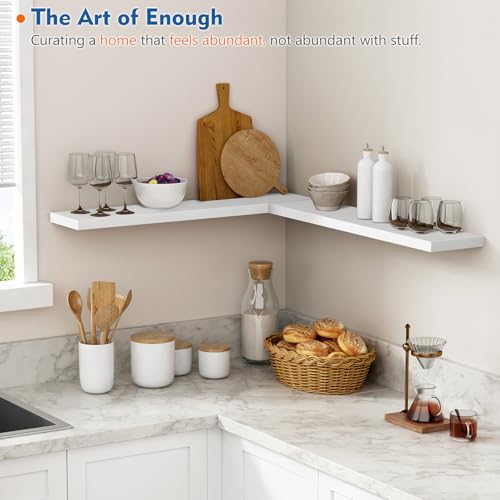Harwaya White Floating Shelves 36 Inch Long, Large Wall Shelf for Bedroom - color: White, size: 36 x 8 Inch