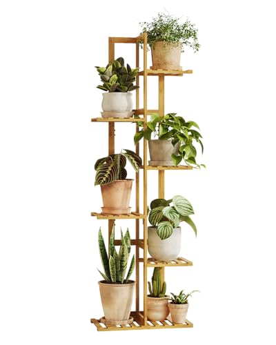 Bamworld Bamboo Plant Stand Indoor 6 Tiered Plant Shelf, Natural 48 Inch - color: Natural