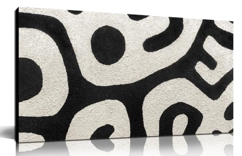 Hand-Painted Minimalist Abstract Wall Art for Living Room Bedroom 40" x 20" - color: Black, size: 40"L x 20"W