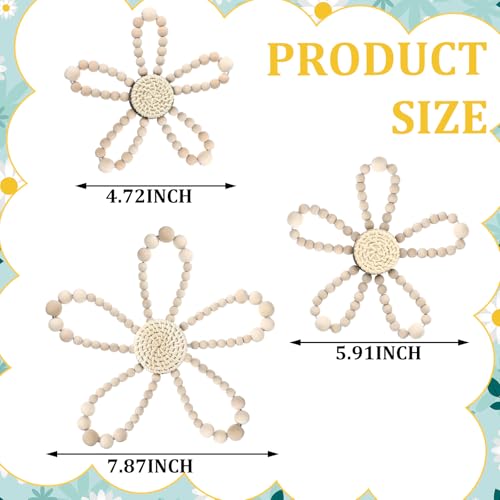 AceOrbit 3 Pcs Boho Daisy Flower Wall Decor, 4.72'', 5.91'', 7.87'' - size: 7.87'', 5.91'', 4.72'', style: Wildflower