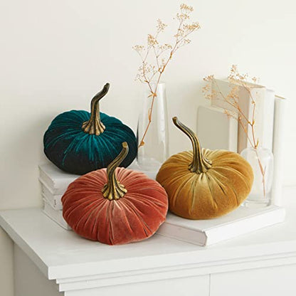 Your Heart's Content Harvest 6.25 inch Velvet Pumpkin (Harvest) - color: Harvest