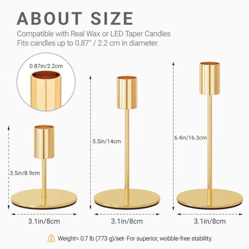 zeochyni Set of 54 French Gold Taper Candle Holder Bulks for Wedding, Party - color: French Gold, size: Set of 54