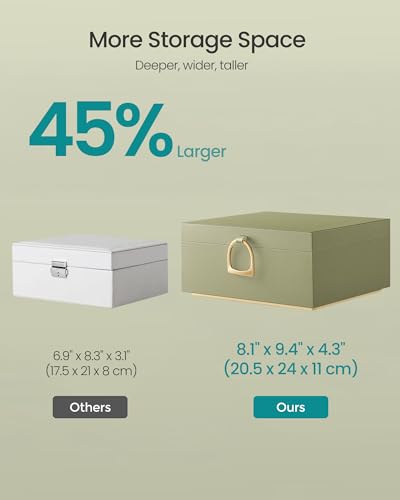 SONGMICS 2-Layer Jewelry Box with Handle, Removable Tray, Floating Effect - color: Sage Green
