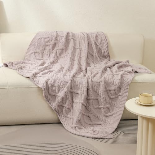 Premium Minky Throw Blanket, Soft Plush Lightweight Cozy Touch - color: Cable Knit Beige, size: Kids(40″x50″)
