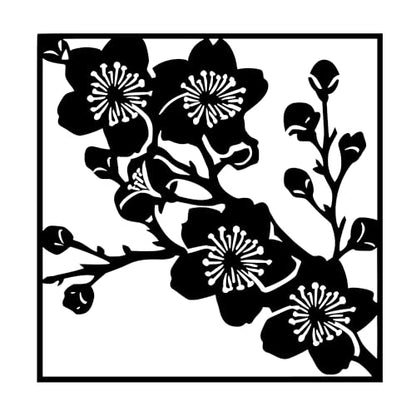 Metal Wall Decor | 17'' x 17'' x 0.05'' Spring Flowers Art Themed Wall Decorations | Handmade Indoor and Outdoor Wall Art (17'' x 17'', Spring Flowers, Black) - size: 17'' x 17'', style: Spring Flowers