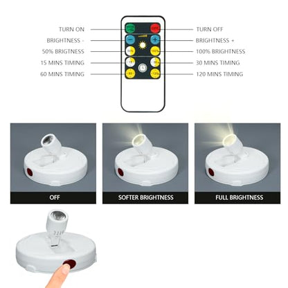 Cordless Spotlight Battery Powered, Plant Accent Lighting with Remote - color: Pure White