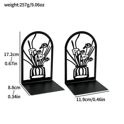 3Pairs Vase Flower Hollow Iron Bookends - color: 3pcs Style a