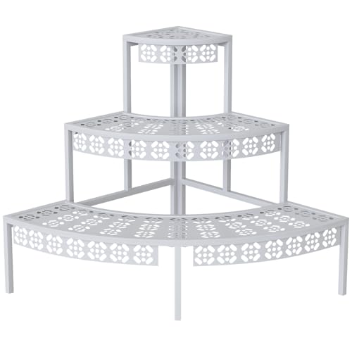 Garden 4 you 3-Tier Metal Plant Stand, Corner Plant Stands Outdoor Indoor - color: White, size: 23.6"L x 23.6"W x 23.6"H