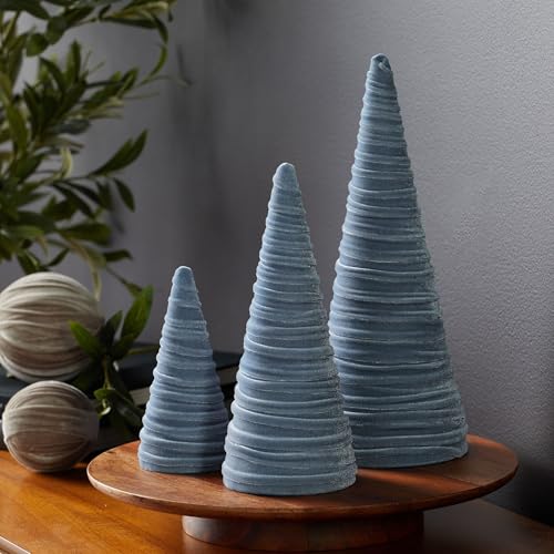 Your Heart's Content Slate Blue Velvet Trees Set of 3 (Slate Blue) - color: Slate Blue