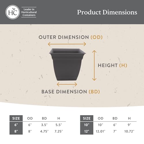 The HC Companies Eclipse Square Planter Pot, 12 Inch, Black, 2-Pack - color: Black, size: 12", style: Pack of 2