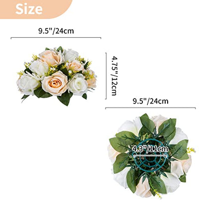 NUPTIO Flower Balls Wedding Table Centerpieces, Peachy Champagne & White - color: Peachy Champagne & White, size: 2 Pcs