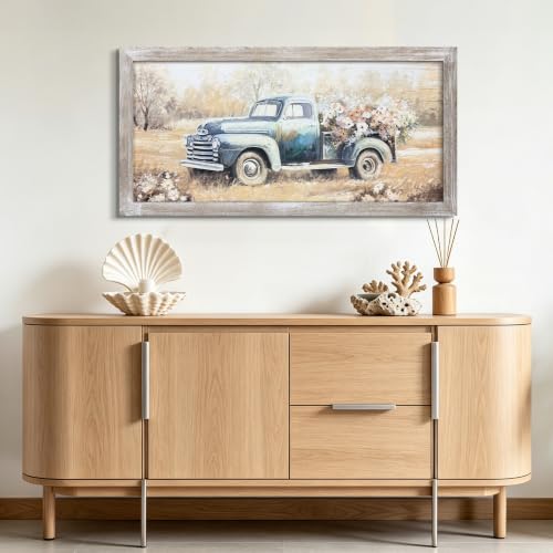 Artitude Farm Retro Truck Wooden Wall Art Decor Lving Room, 48" x 24" - color: Barn 03, size: 48"L x 24"W