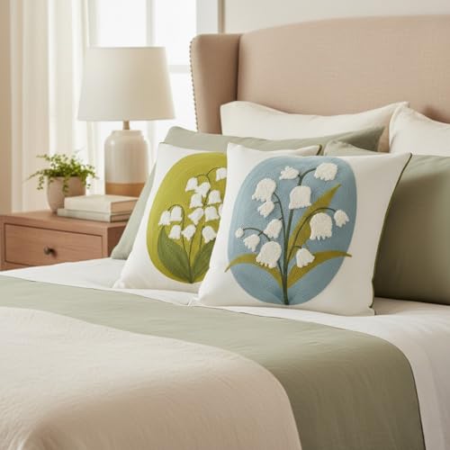 Pack of 2 Embroidered Decorative Throw Pillow Cover 18x18 Inch