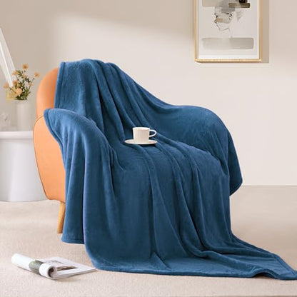 BEAUTEX Fleece Throw Blanket for Couch Sofa Bed Soft Fuzzy Plush - color: Dusty Blue, size: Throw