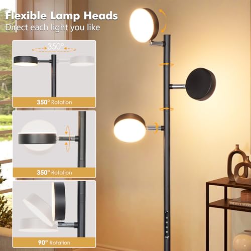 Tree Floor Lamp for Living Room - Modern Black Standing Lamp - color: Black