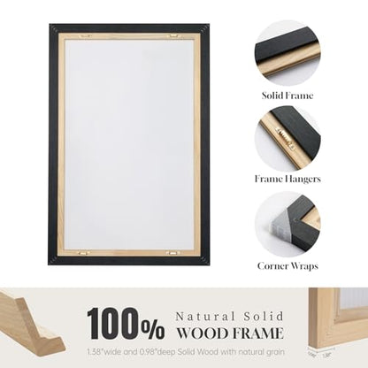 Large Framed Black and White Abstract Wall Art for Living Room, 3 Piece - color: Block, size: 24" W x 36" H x 3Pcs