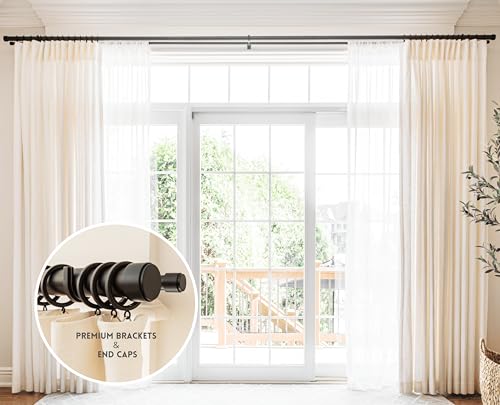 BlastHome® Luxury Fixed Length Double Curtain Rod, 8 ft, Brushed Dark Brown - color: Brushed Dark Brown, size: 8 foot, style: Double Rod