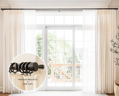 BlastHome® Luxury Fixed Length Double Curtain Rod, 8 ft, Brushed Dark Brown - color: Brushed Dark Brown, size: 8 foot, style: Double Rod