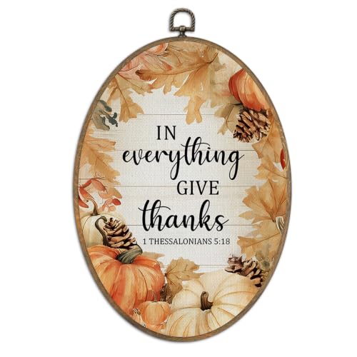 SHQIEUDH Christian Fall Pumpkin Thanksgiving Oval Wall Art 8.6x11.4In - color: fall-01