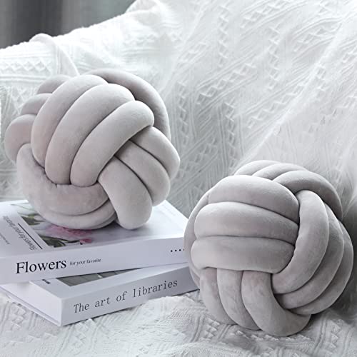 Namalu 10.6 Inches 2 Pcs Knot Pillow Decorative Throw Pillow, Light Gray - color: Light Gray, size: 10.6 Inches