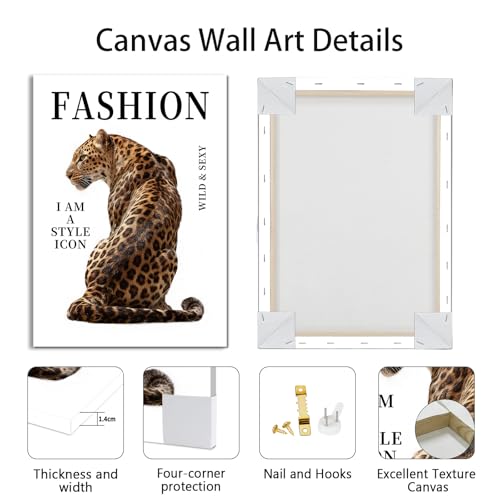 WENGTIAO 3Pcs Trendy Cheetah Poker Canvas Wall Art Prints 12"x16" - color: Trendy Cheetah, size: 12"x16"x3Pcs