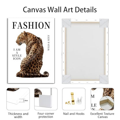 WENGTIAO 3Pcs Trendy Cheetah Poker Canvas Wall Art Prints 12"x16" - color: Trendy Cheetah, size: 12"x16"x3Pcs