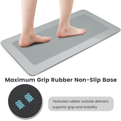 ArtyCozy Super Absorbent Stain Resistant Soft Bath Mat, Grey, 17'' × 35'' - color: Grey, size: 17"×35"