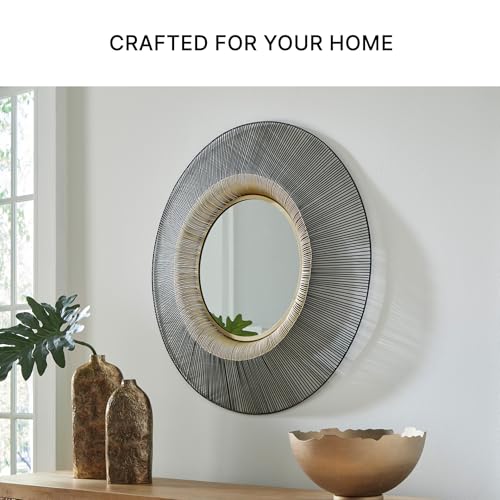 Signature Design by Ashley Dallmen Contemporary Accent Mirror with Thick Frame, Black & Gold