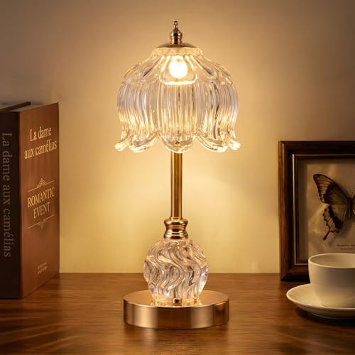 Flower Battery Operated Rechargeable Lamp Cordless, Lily, Clear - color: Clear-Lily
