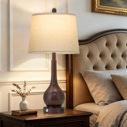 Rinweey 26" Brown Farmhouse Table Lamps Set of 2 for Living Room End Table - color: Brown (2 Pack)