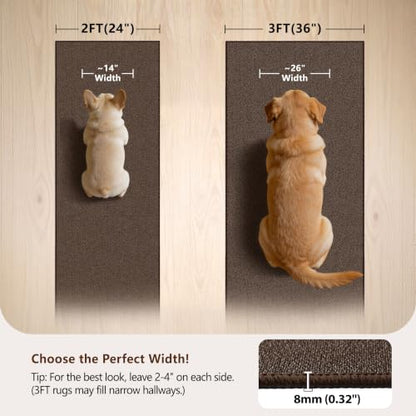 Waterproof 3x5 Small Area Rug Non Slip for Dogs Joint-Friendly, Brown - color: Sky Brown, size: 3' x 5' (Runner)