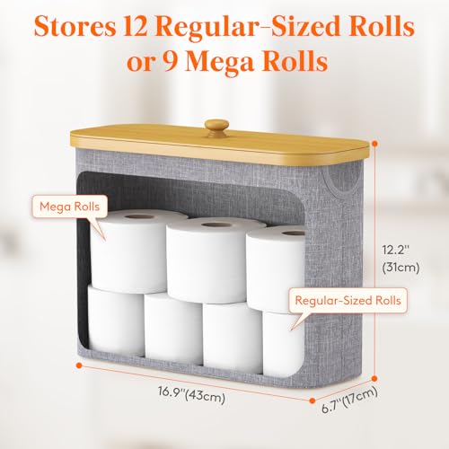 Lifewit Toilet Paper Storage Holder, Large Stand Basket, 23L, Light Gray - color: Gray, size: 23L