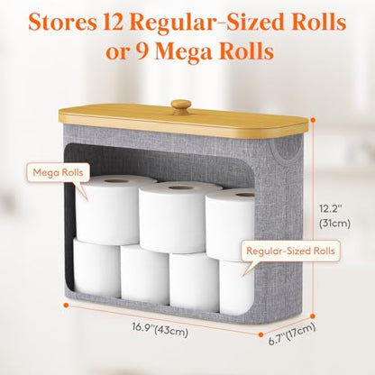 Lifewit Toilet Paper Storage Holder, Large Stand Basket, 23L, Light Gray - color: Gray, size: 23L