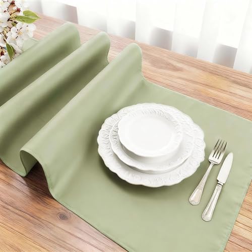 FOLINS&HOME 2 Pack Sage Green Waterproof Table Runner 48 Inches Long - color: Sage Green, size: 12" x 48" (2 Pcs)