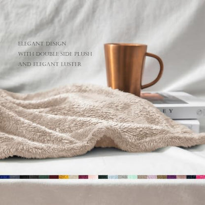 Exclusivo Mezcla Fuzzy Large Fleece Throw Blanket for Couch, Camel - color: Camel, size: 50x70 IN