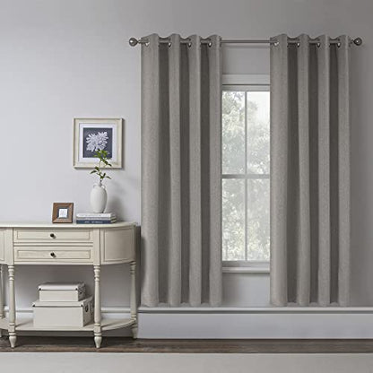 KEQIAOSUOCAI 72 Inch Length Linen Blackout Curtains -100% Sun Blocking Energy Saving Thermal Insulated Modern Country Curtain Drapes for Bedroom/Living Room (Stone,2 Panels,W 52 x L 72 Inches Long) - color: Stone, size: 52"W x 72"L (Pack of 2)