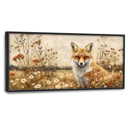 Voxlyra Vintage Flowers Fox Wall Art for Living Room 60'' × 30'' - color: Fox