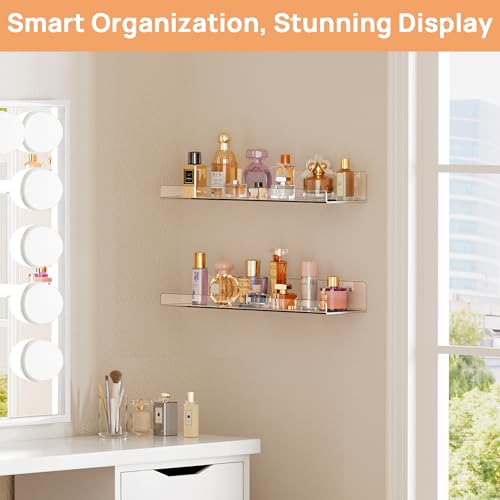 upsimples 2 Pcs 15" Acrylic Shelves for Wall Display and Storage, Clear - color: Clear