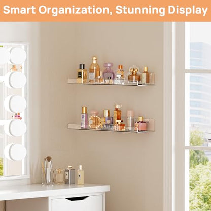 upsimples 2 Pcs 15" Acrylic Shelves for Wall Display and Storage, Clear - color: Clear