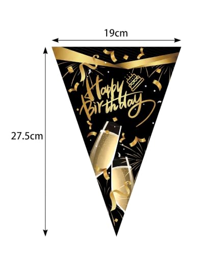 Happy Birthday Table Runner Set, 2 Banners, Black Gold, 13 x 72 in - color: Black Suit