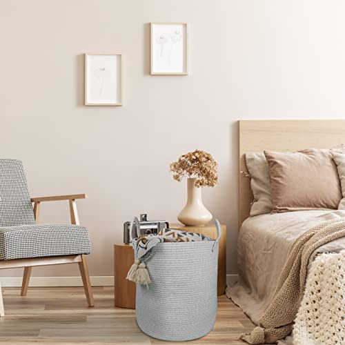 XUANGUO Cotton Rope Laundry Basket Hamper for Clothes Large Light Grey - color: light grey, size: Regular
