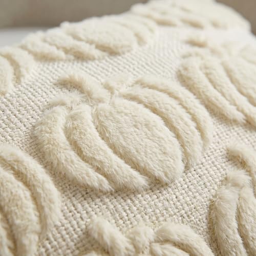 AVOIN colorlife Beige Fall Pumpkin Throw Pillow Covers 16x16 Inch - color: Beige, size: 16" x 16" (Pack of 2)