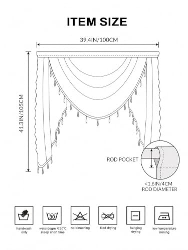 Molaxhome Grey Lace Window Valance Curtains Swag Victorian Gothic Style - color: Grey, size: 39.4"W x 41.3"L (Pack of 1)