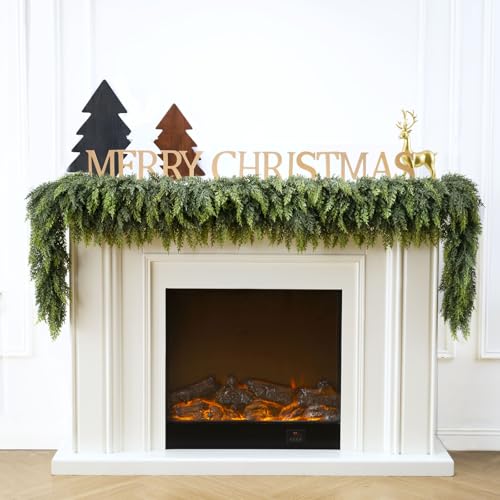 6Ft Christmas Garland,Real Touch Cedar Garland,Realistic Faux Pine Garlands - size: 6FT
