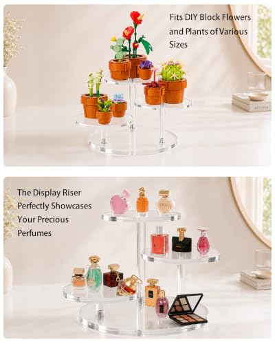 3-Tier Acrylic Display Riser for Lego Botanical, Figurine Stand - color: 5mm thickness- Clear Transparent