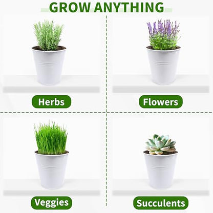 Small Pots for Plants, 3-Pack 4.7 Inch White Metal Herb Pots, Mini Windowsill Planter for Succulent, Cactus, Basil, Mint, Rosemary - color: White