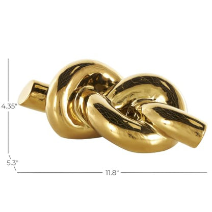 Deco 79 Ceramic Knot Sculpture, Sculpture 12" x 5" x 4", Gold - color: Gold, size: 12" x 5" x 4"
