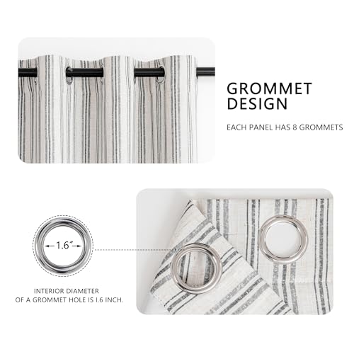 MYSKY HOME Striped Linen Curtains 100% Blackout 84 Inches Long,2 Panels - color: B-dark Grey /Blackout, size: 52"W x 84"L (Pack of 2)