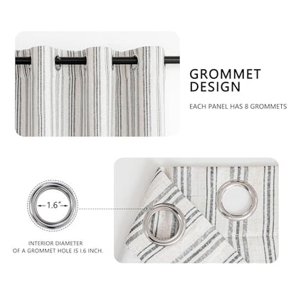MYSKY HOME Striped Linen Curtains 100% Blackout 84 Inches Long,2 Panels - color: B-dark Grey /Blackout, size: 52"W x 84"L (Pack of 2)
